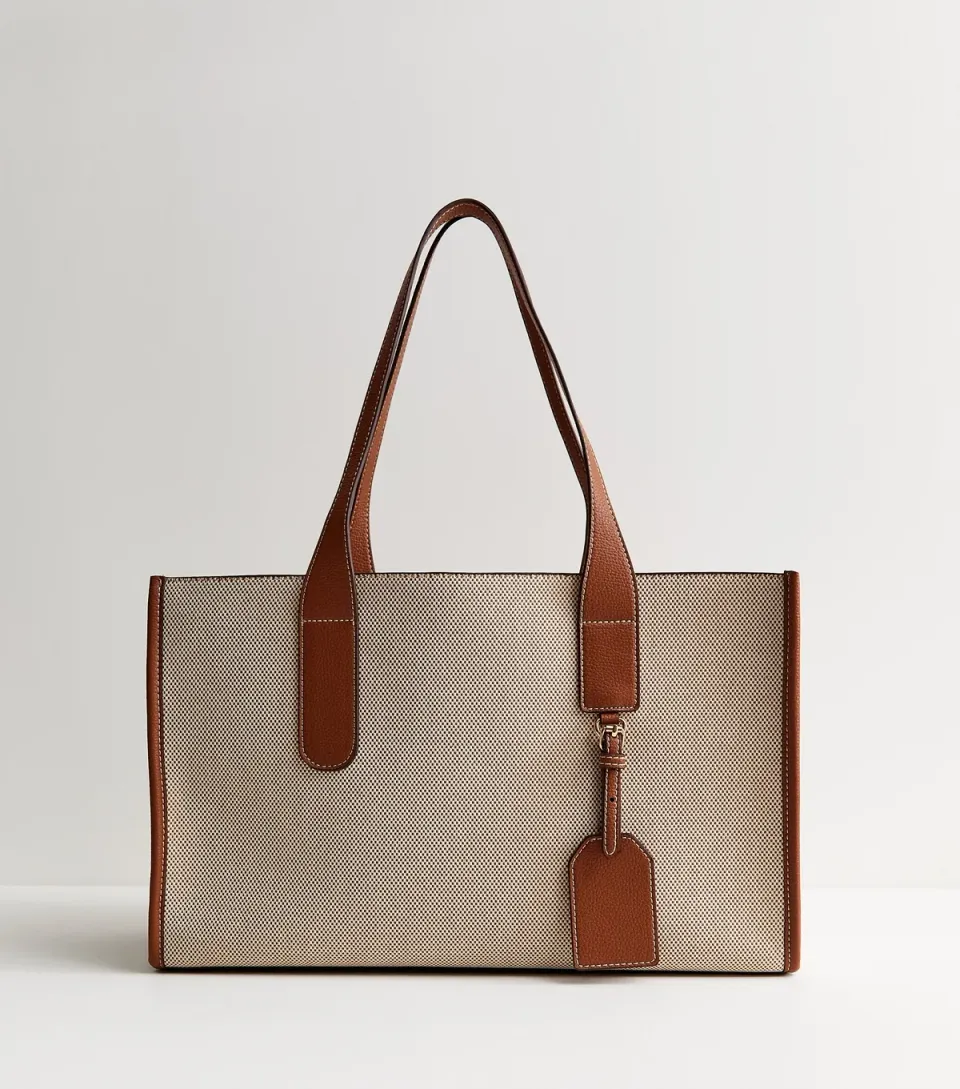 Stone Boxy Canvas Shoulder Bag
