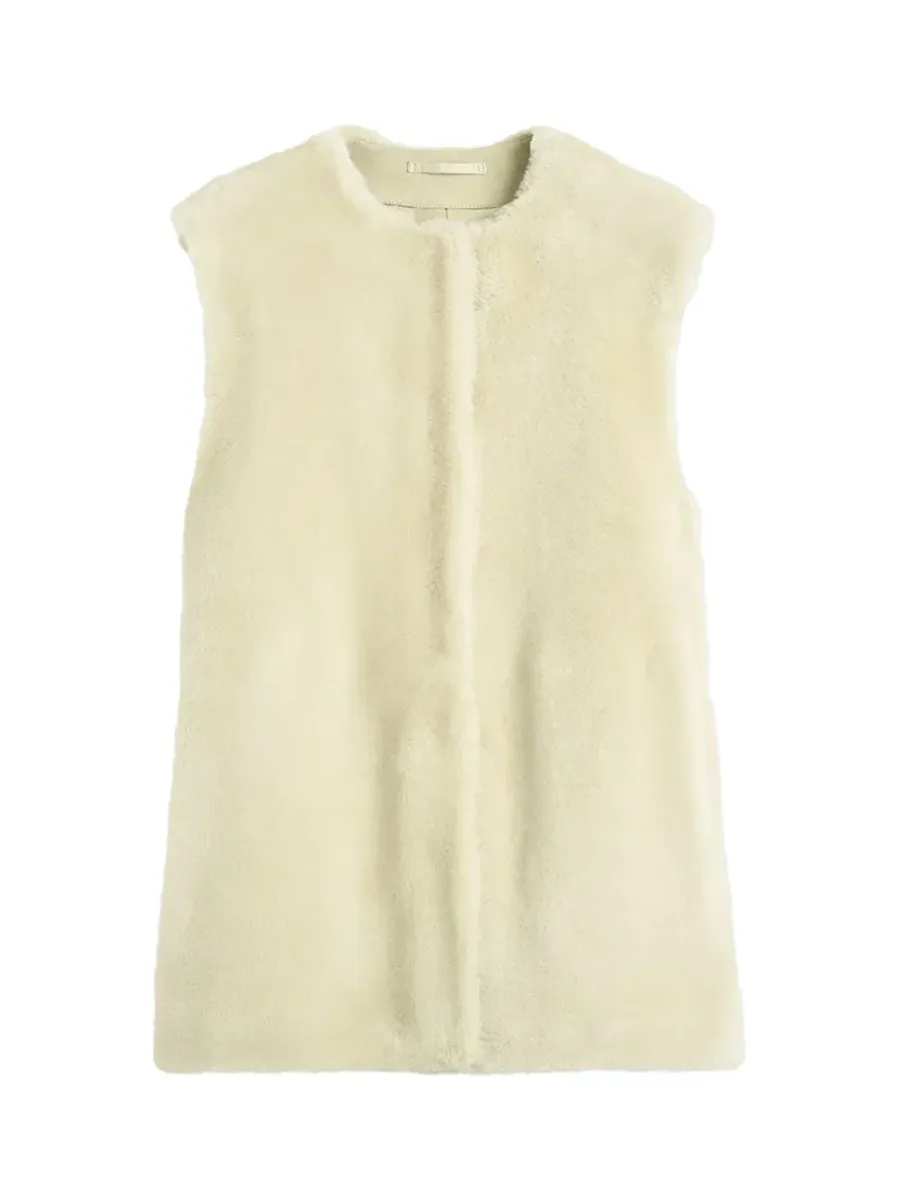 Plush shearling vest ecru
