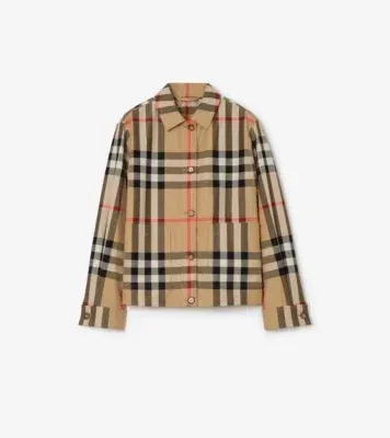 Check Cotton Overshirt in Archive beige
