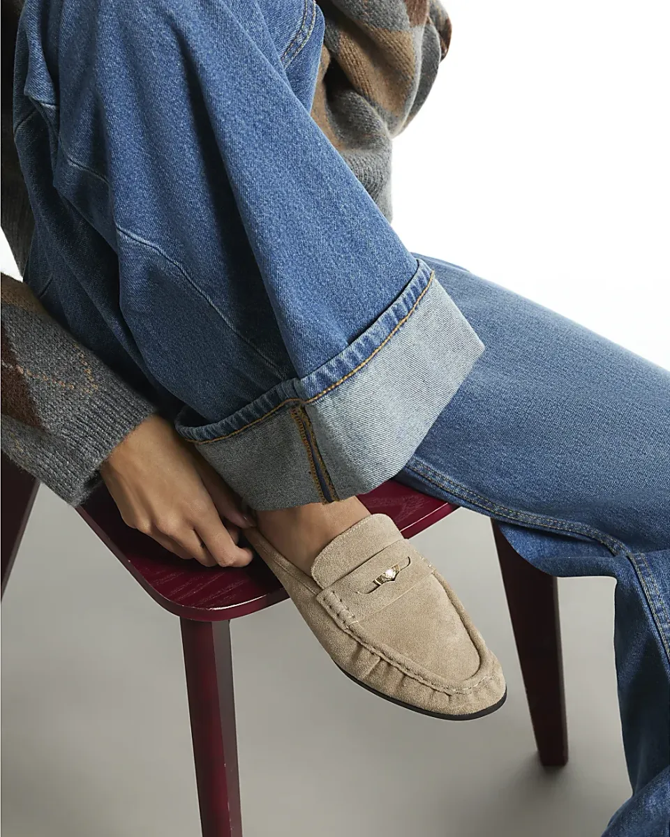 Faux Suede Backless Mule Loafers