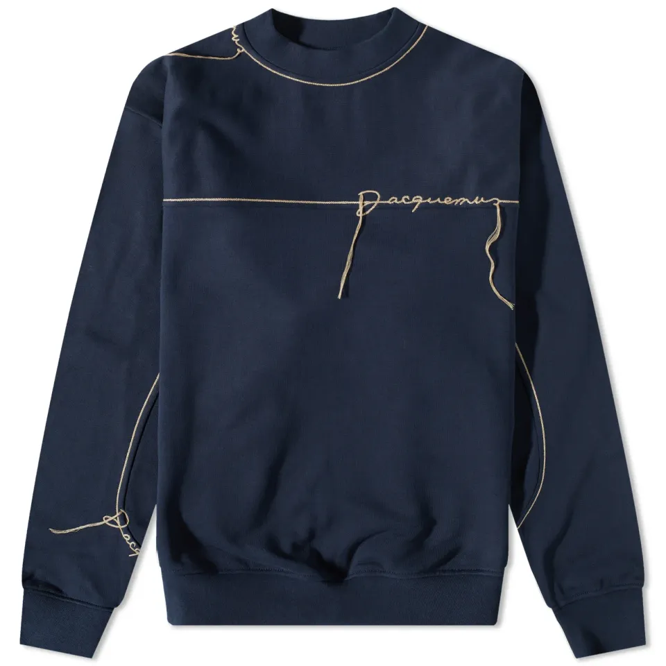 Embroidery Logo Mock Neck Crew Sweat