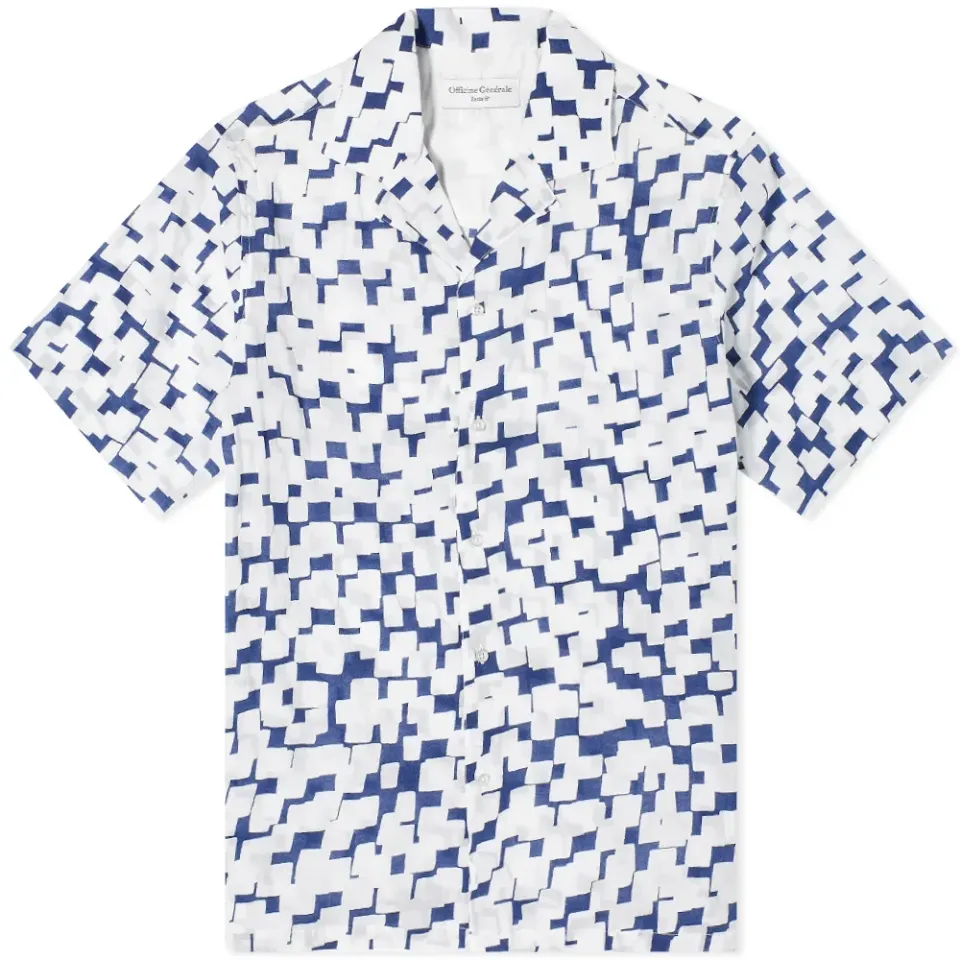 Officine Générale Short Sleeve Eren Geometric Print Shirt