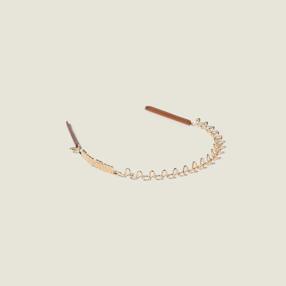 Metal and leather headband