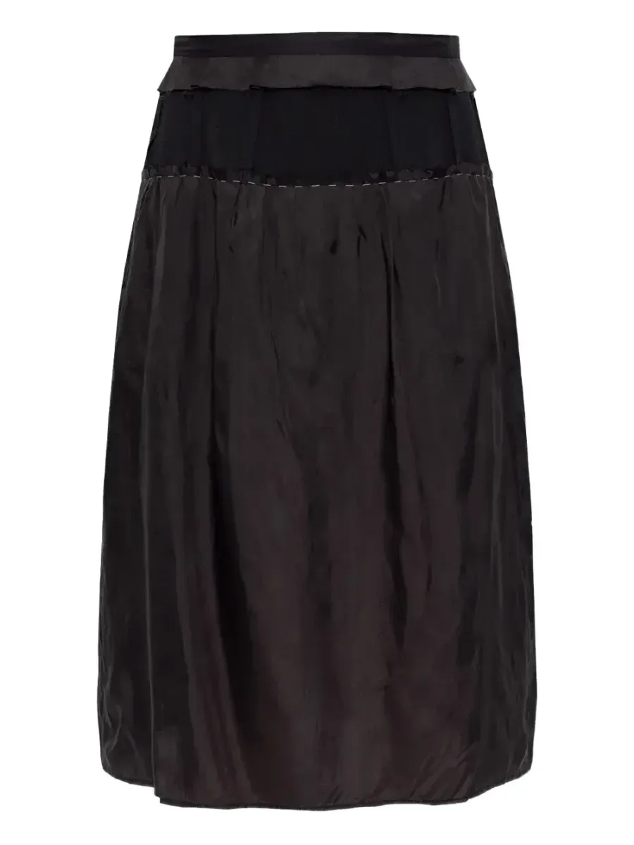 Ruffled Midi Skirt Black