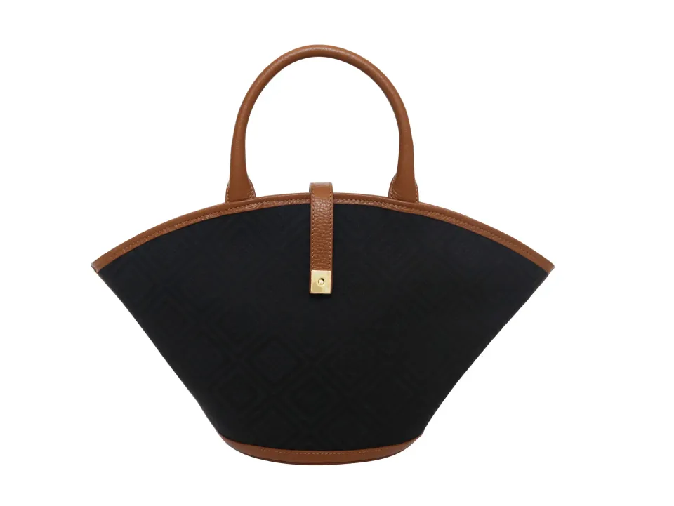 Clara Logo Jacquard Print Bag - Black/Tan -2