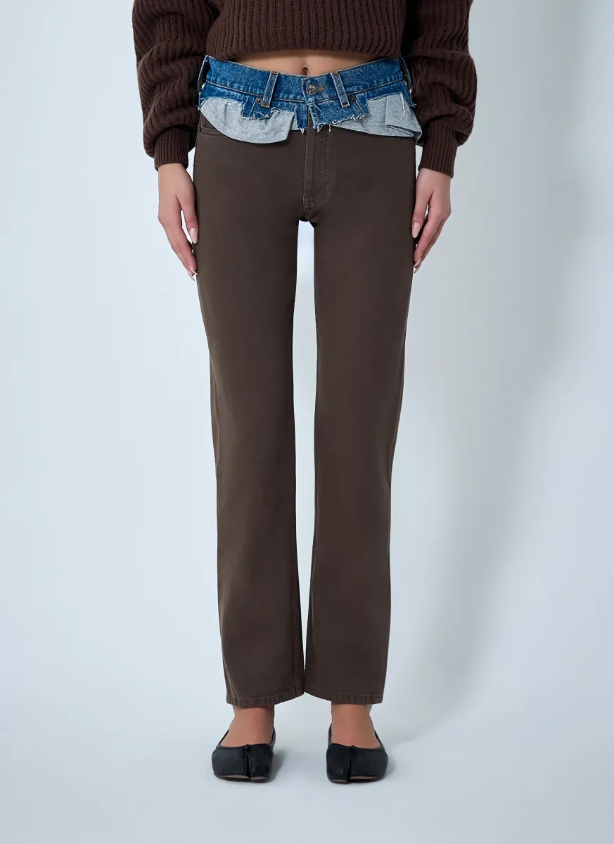 Contrast Waistband Jeans