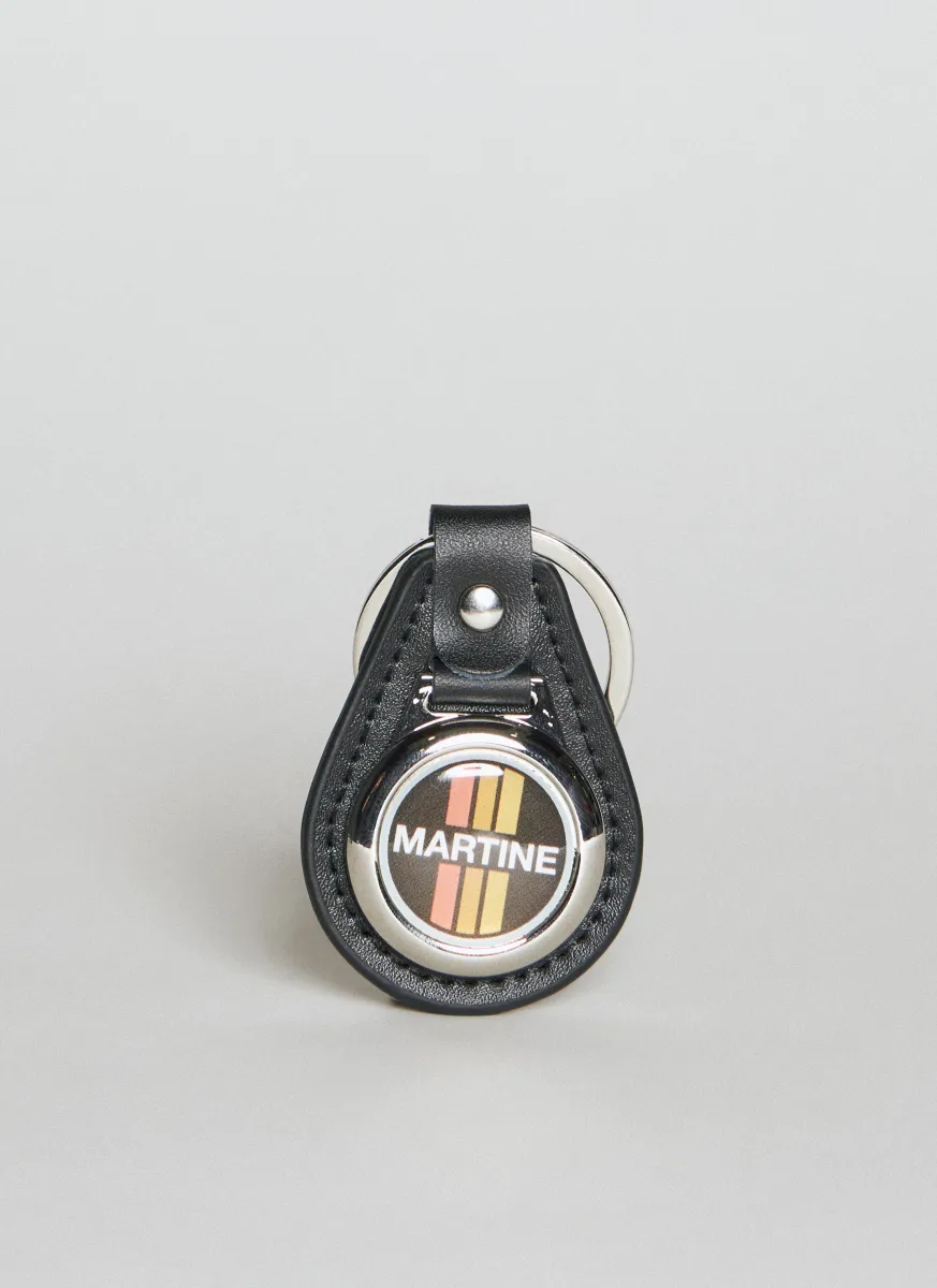 Logo Motif Keyring With Leather Trim