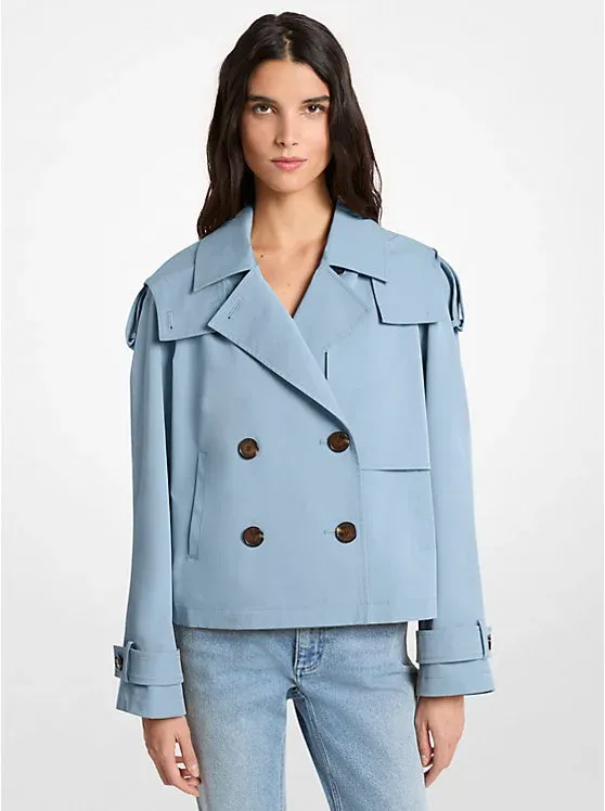Cropped Woven Trench Jacket