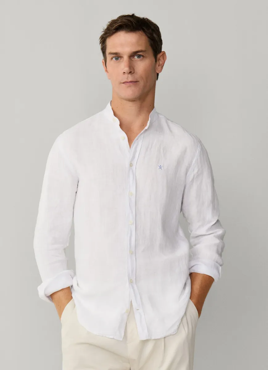 Tailored Fit Garment Dyed Linen Shirt