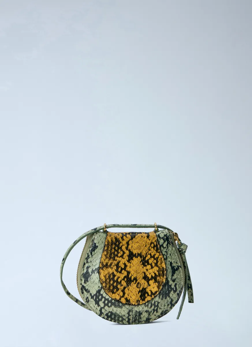 Python-Embossed Leather Crossbody Bag