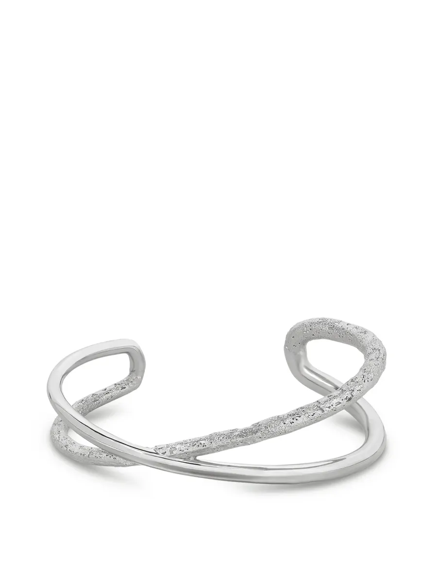 Silver-Plated Interlocked Open Bangle