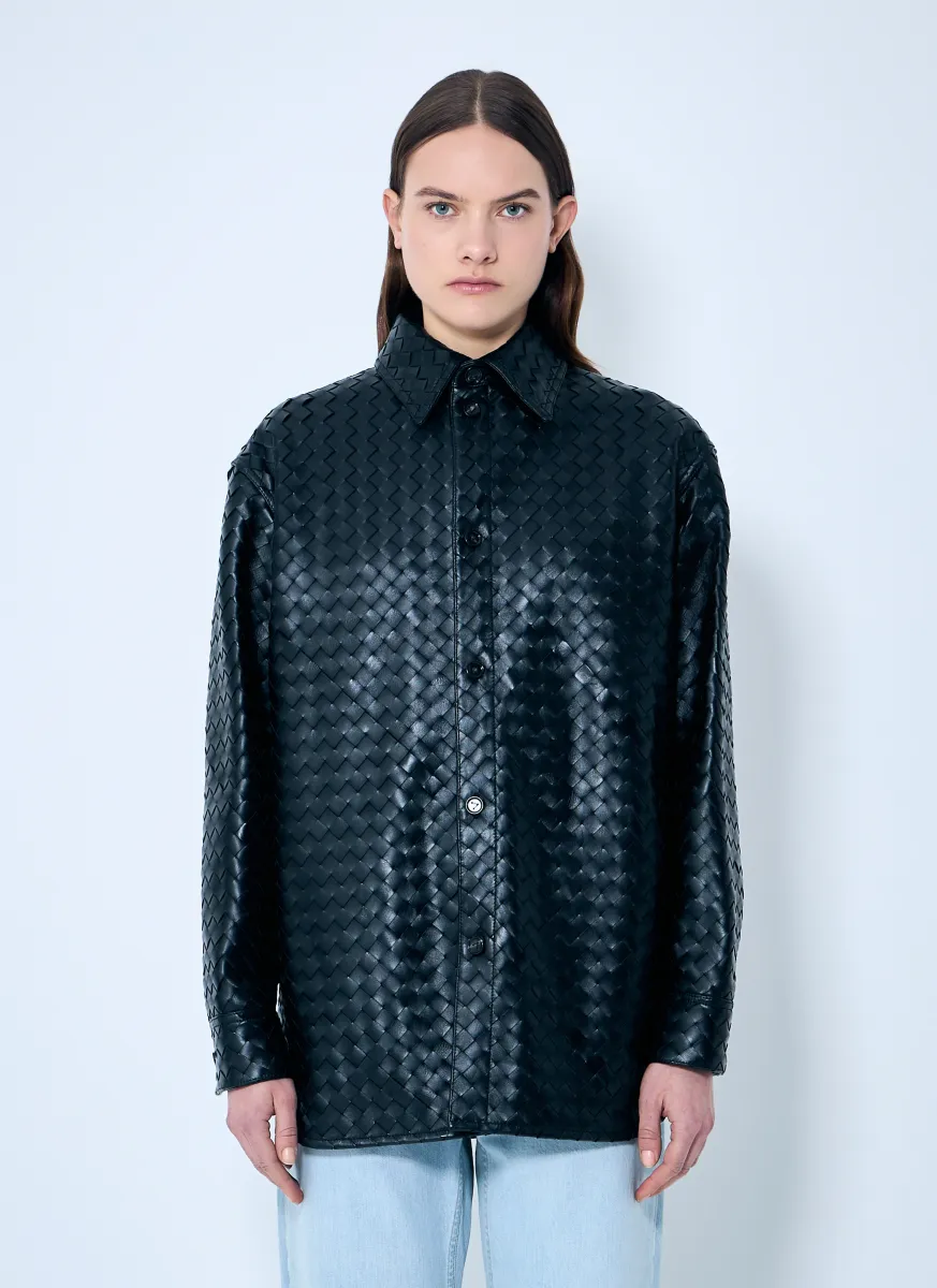 Intrecciato Leather Overshirt