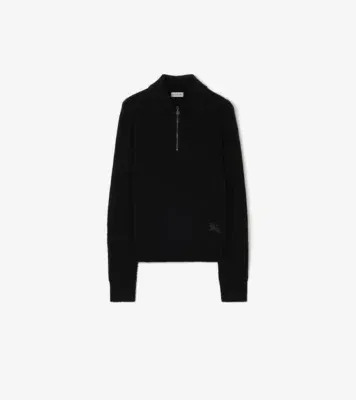 Long-sleeve Cashmere Polo Shirt in Black