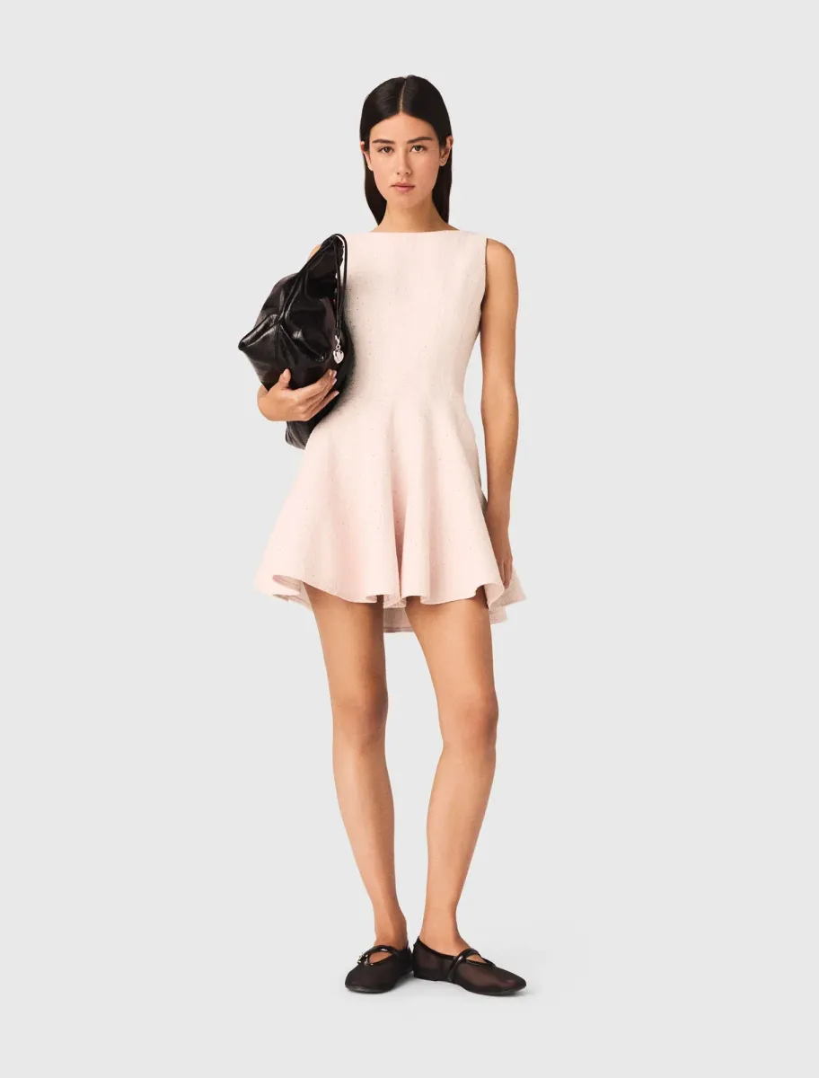 Short flared tweed dress