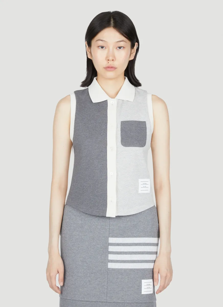Colour Block Sleeveless Polo Shirt