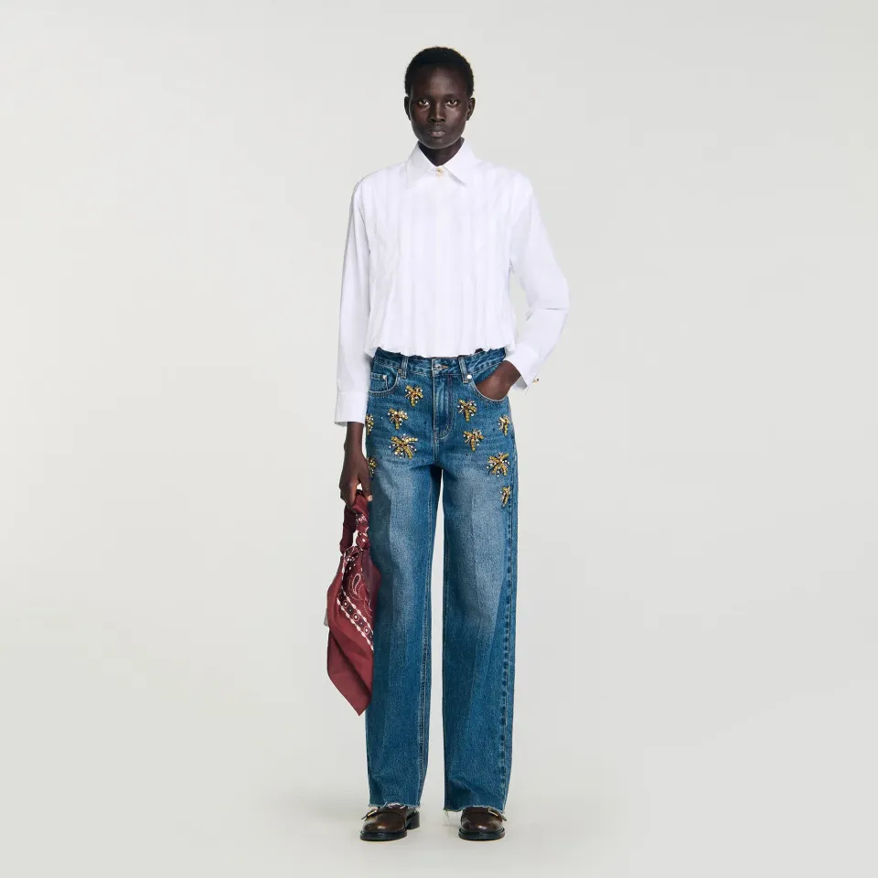 Pleated cropped shirt