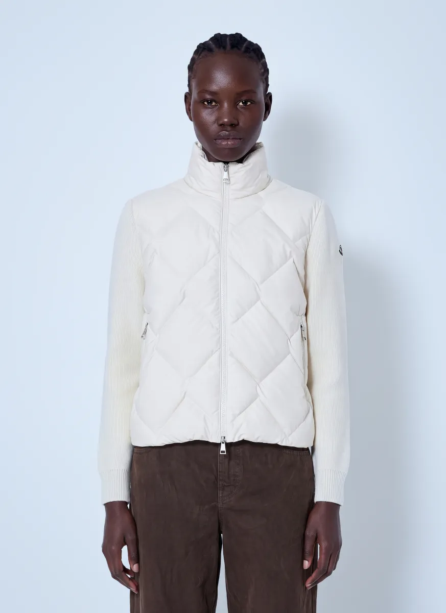 Wool & Cashmere Padded Zip-Up Cardigan