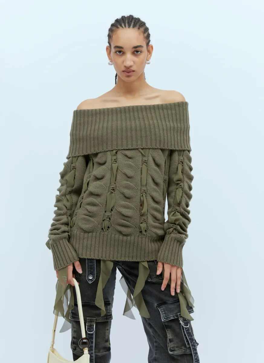Chiffon Inserts Wool Sweater