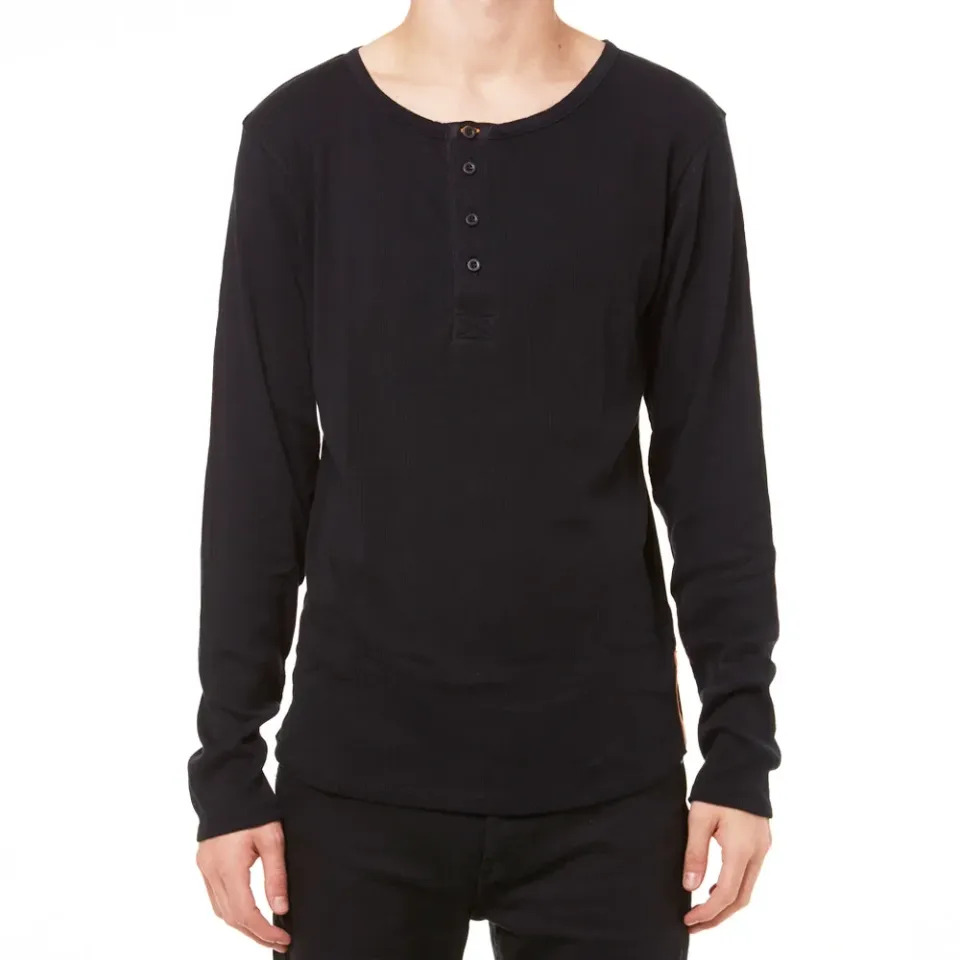 Nudie Ribbed Long Sleeve Henley
