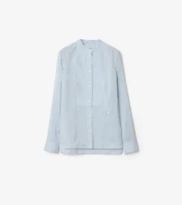 Relaxed Fit Striped Silk Poplin Shirt in Ice blue/chalk white