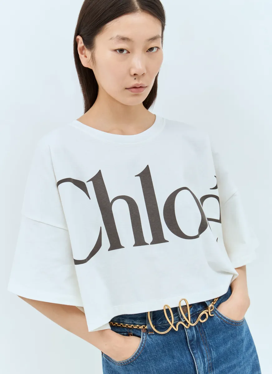 Cropped Boxy Logo T-Shirt
