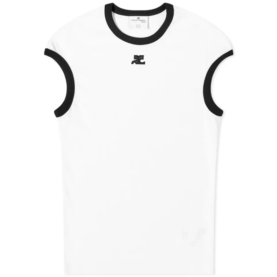 Courrèges Short Sleeve Cotton Rib T-Shirt