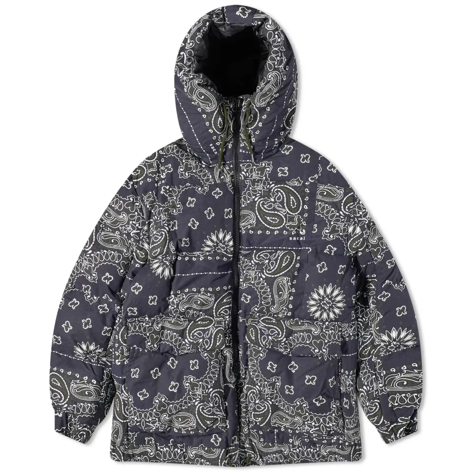 Bandana Print Puffer Jacket