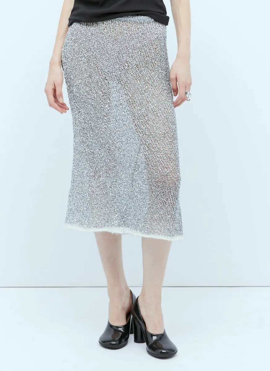 Metallic Open Knit Skirt