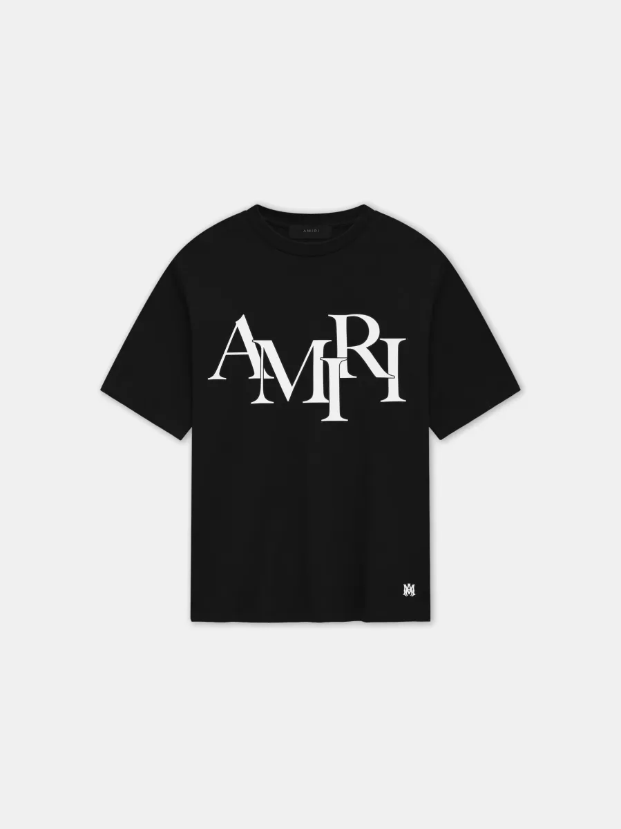 STAGGERED LOGO TEE - Black