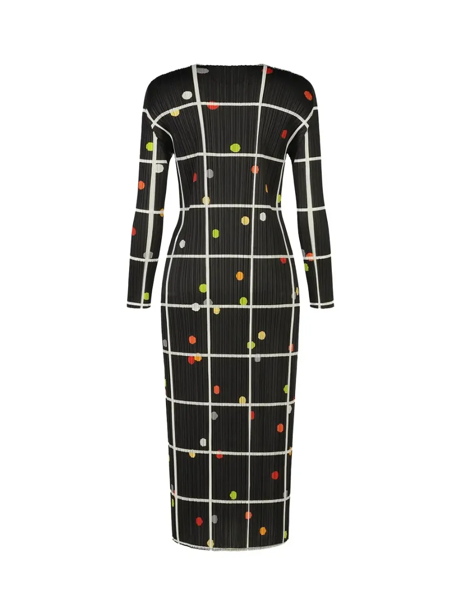Pleats Please Crossing Dots Dress Black