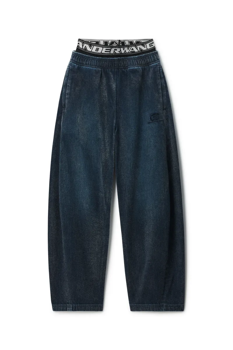 LOGO ELASTIC BRUSHED DENIM SWEATPANT