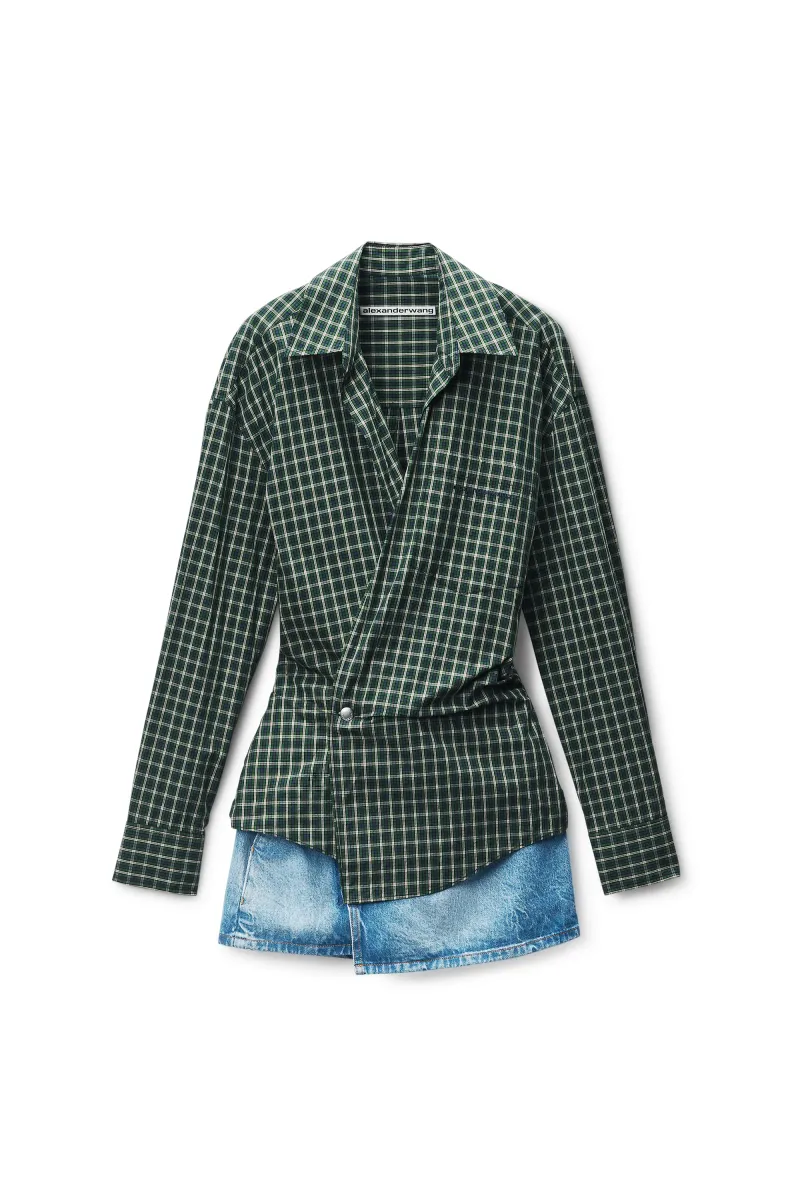 Pre-styled Wrap Mini Dress in Cotton