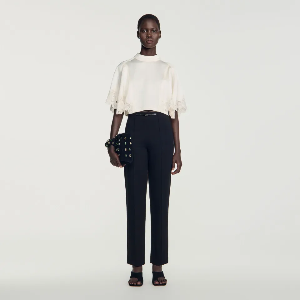 Stretch straight-leg trousers
