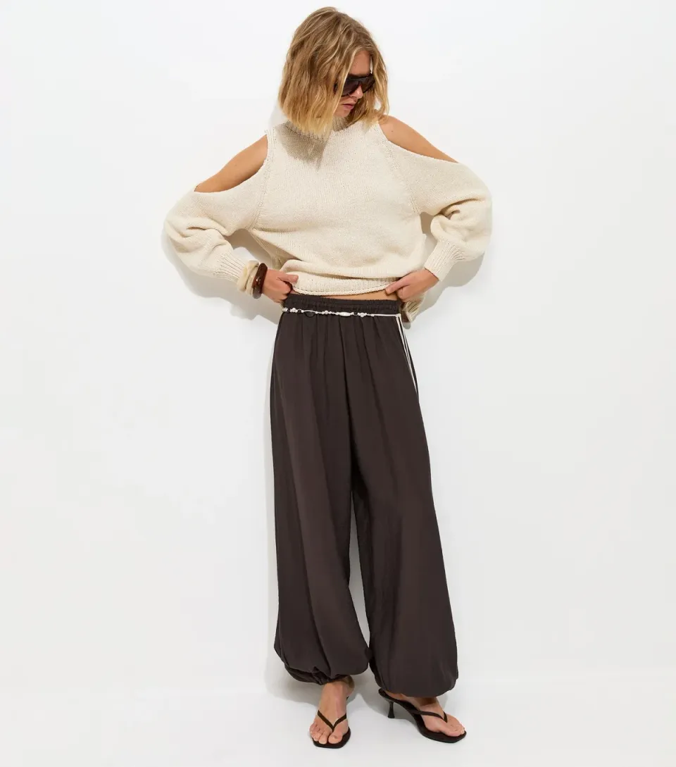 Women's Dark Brown Cuffed Leg Trousers