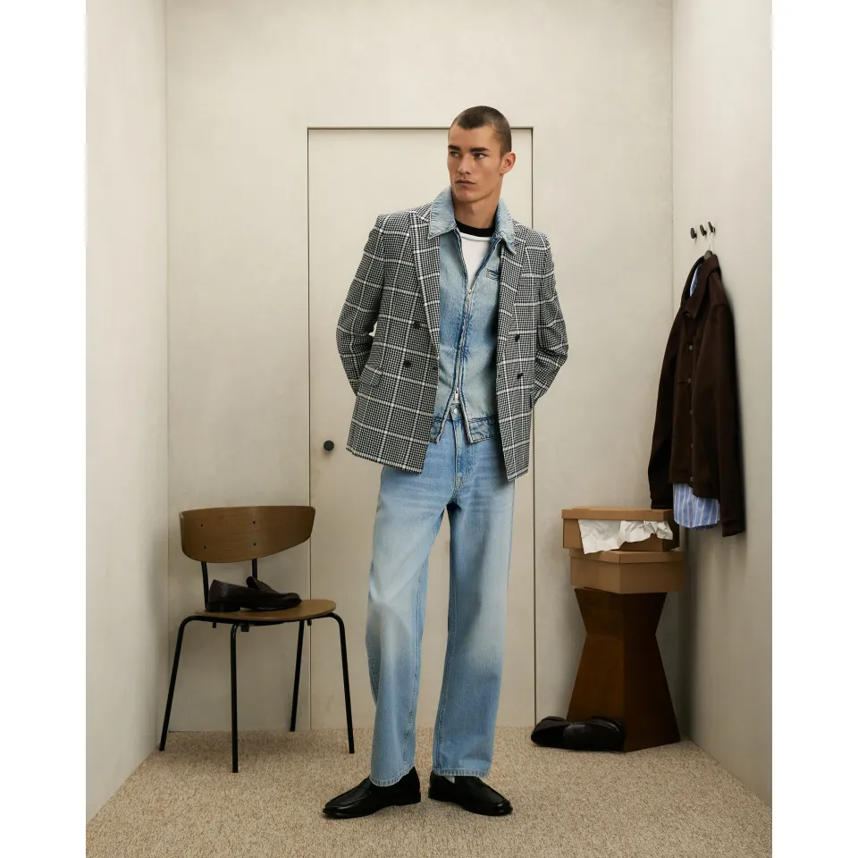 Check Double Breasted Blazer