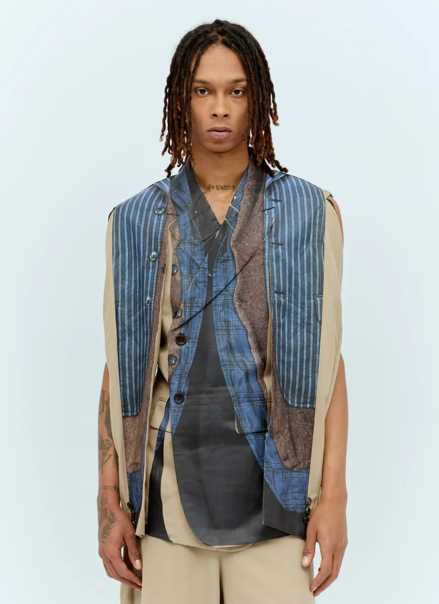 Printed Double-Breasted Blazer