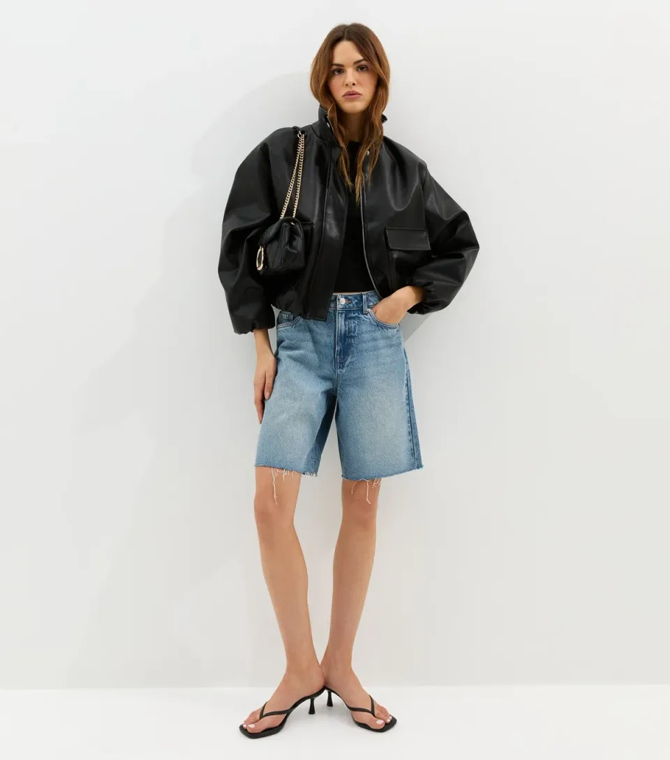Women's Light Blue Denim Cut Off Bermuda Shorts