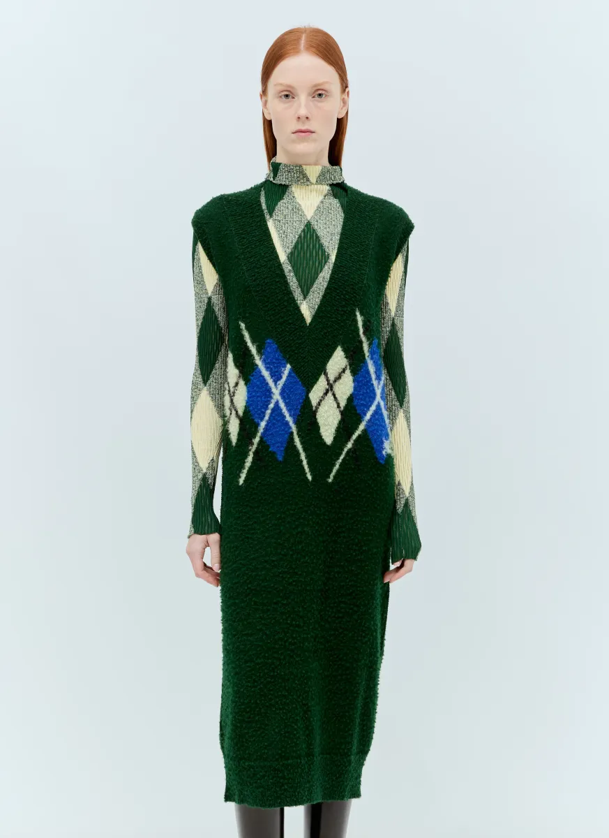 Argyle Wool Vest Dress