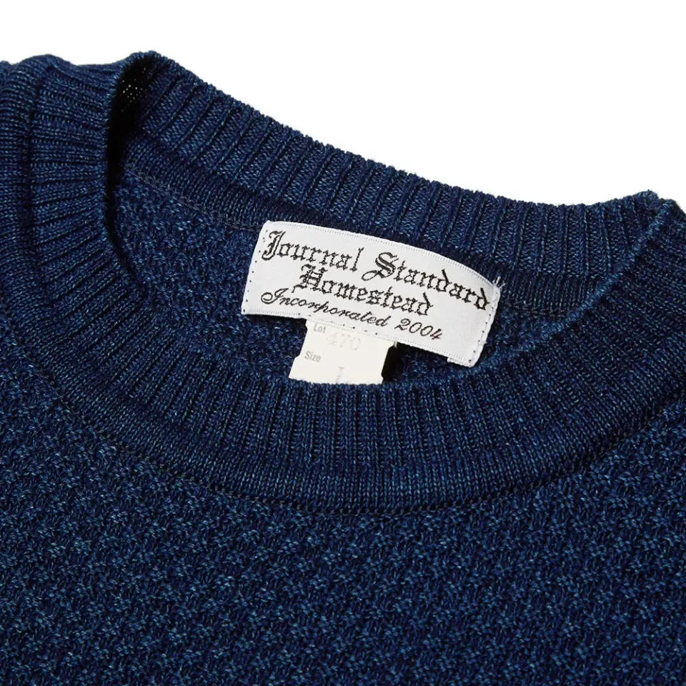 J.S. Homestead Indigo Links Striped Crew Neck Knit
