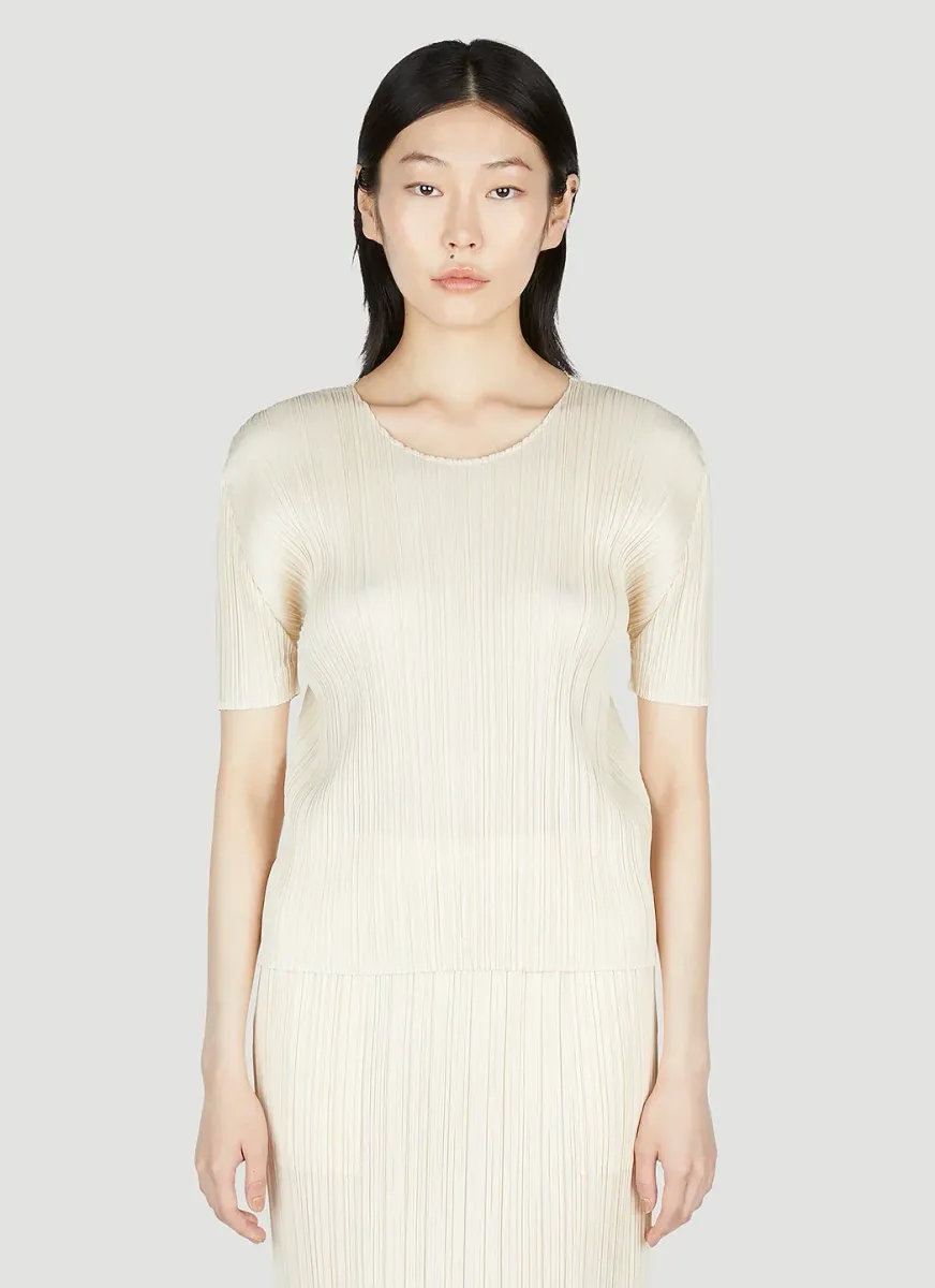 Pleated Crewneck Top
