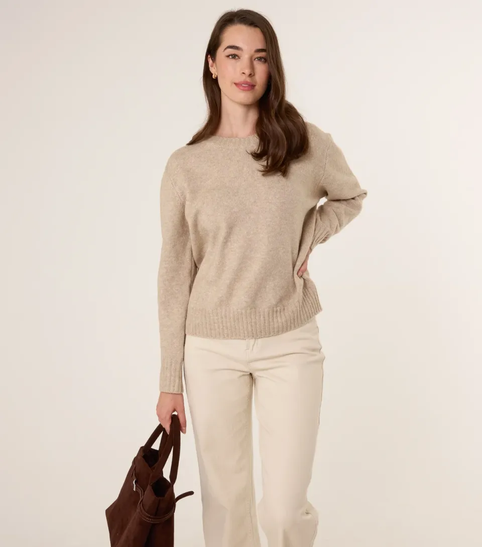 Women's Oatmeal Slit Tie Back Jumper