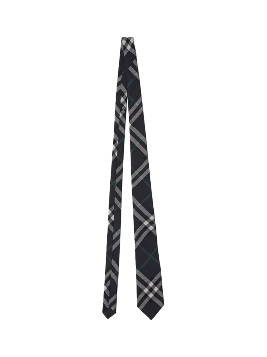 Men Check Silk Tie Charcoal