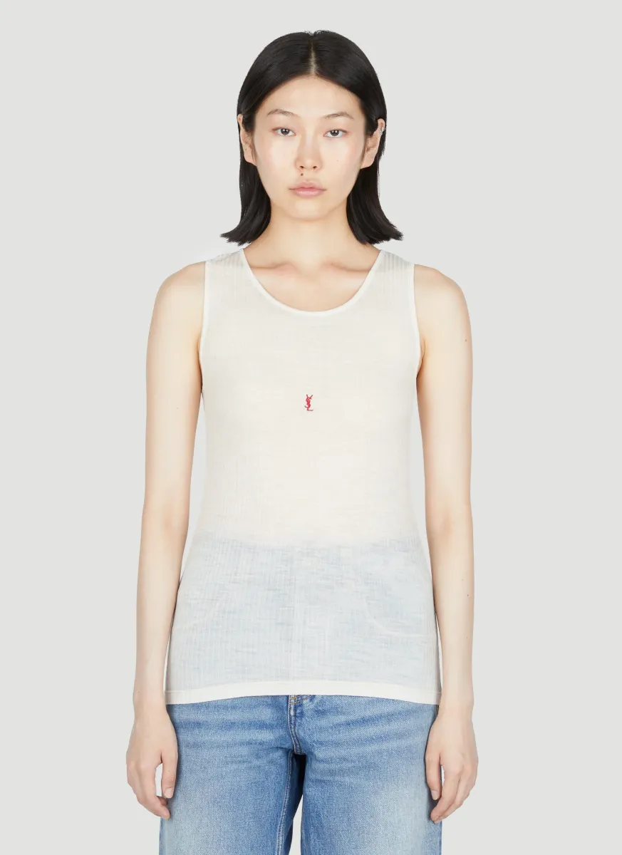Logo Embroidery Wool Tank Top