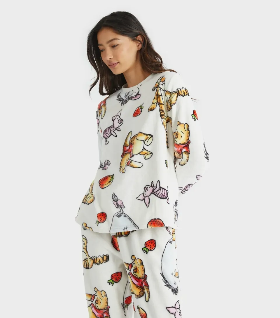 Women's Light Pink Disney Winnie the Pooh Fleece Pyjama Set
