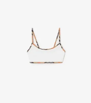 Check Trim Bikini Top in White - Women, Wool