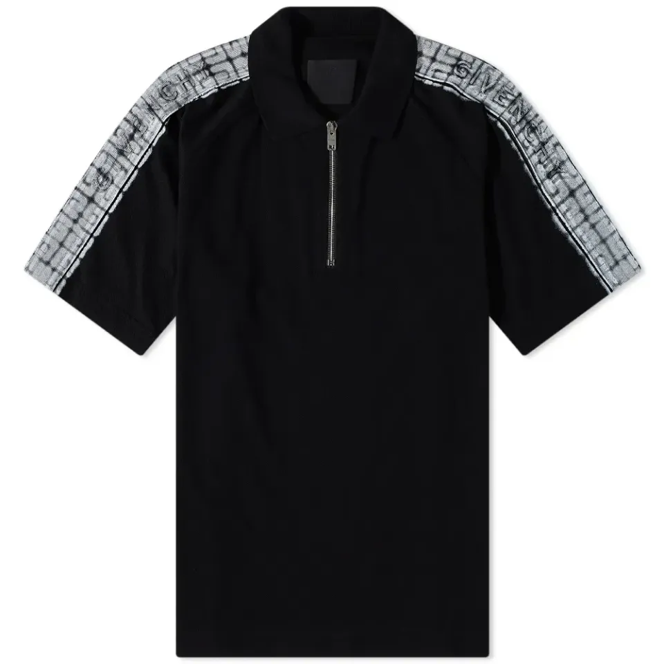Taped Sleeve Zip Polo