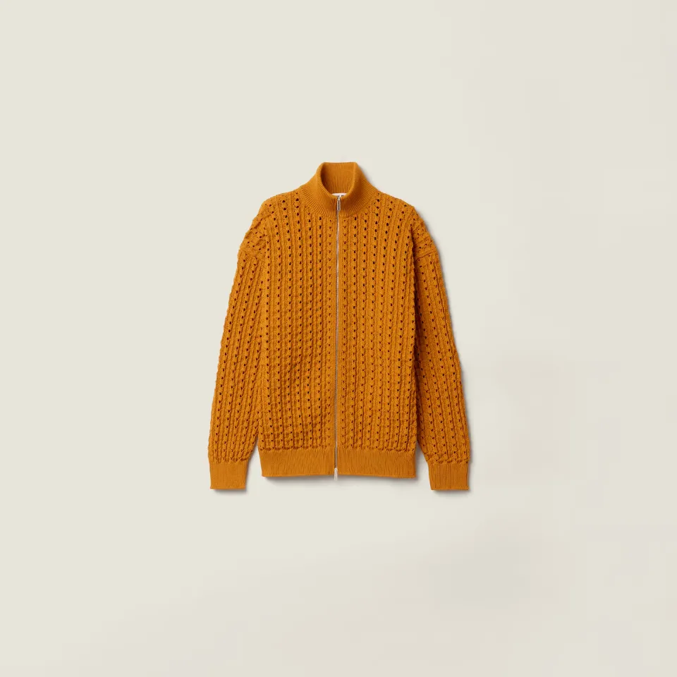 Technical yarn zipper cardigan