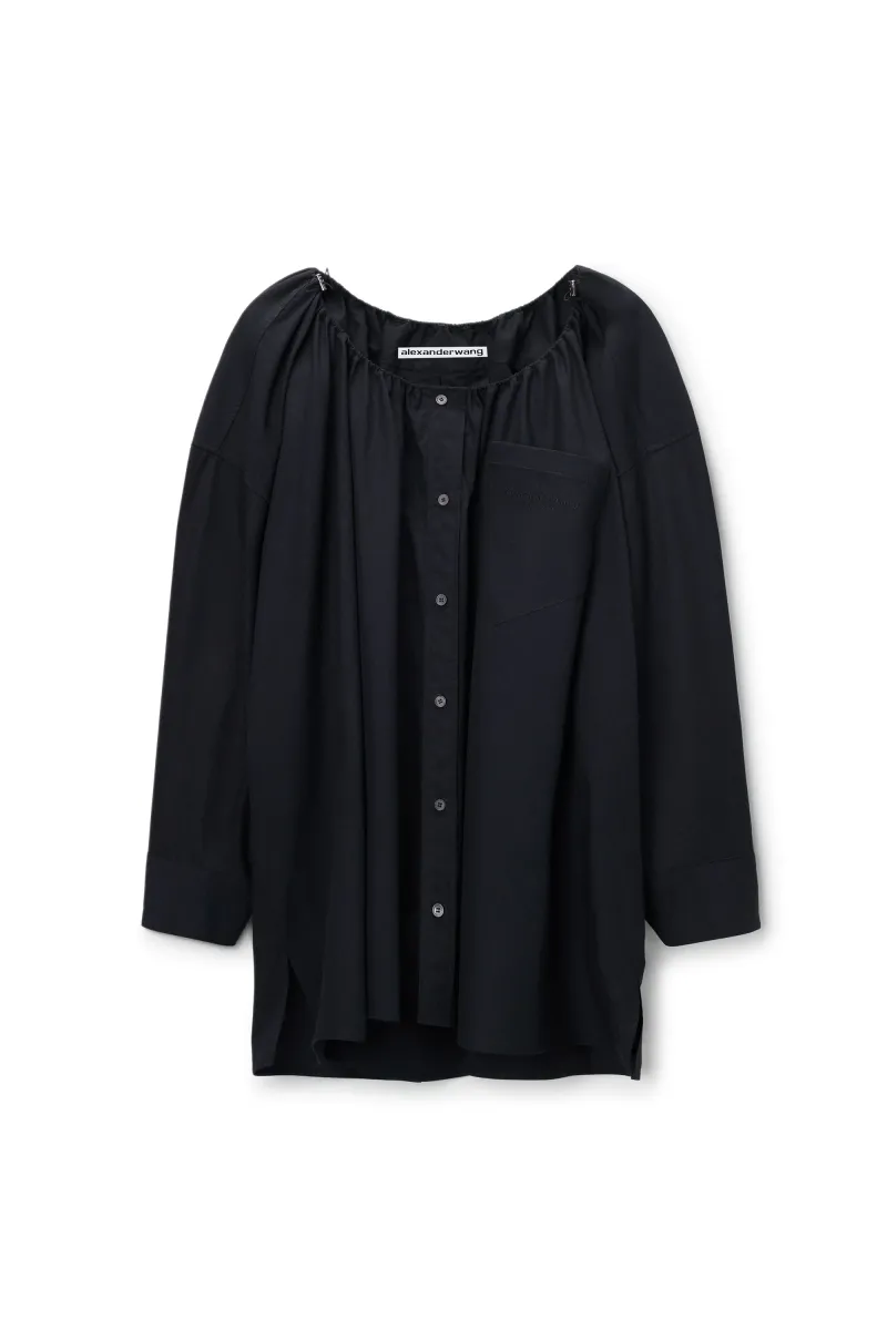 BUNGEE SCOOP NECK MINI SHIRT DRESS