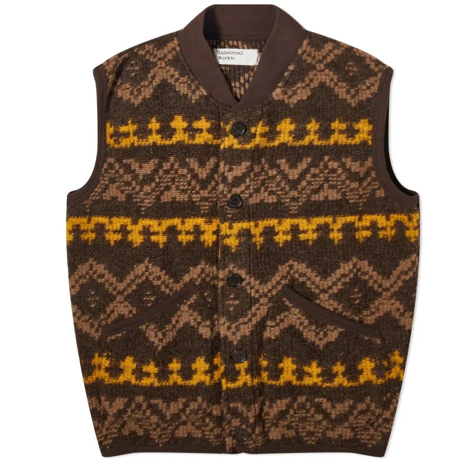 Moroccan Rug Fleece Button Front Gilet