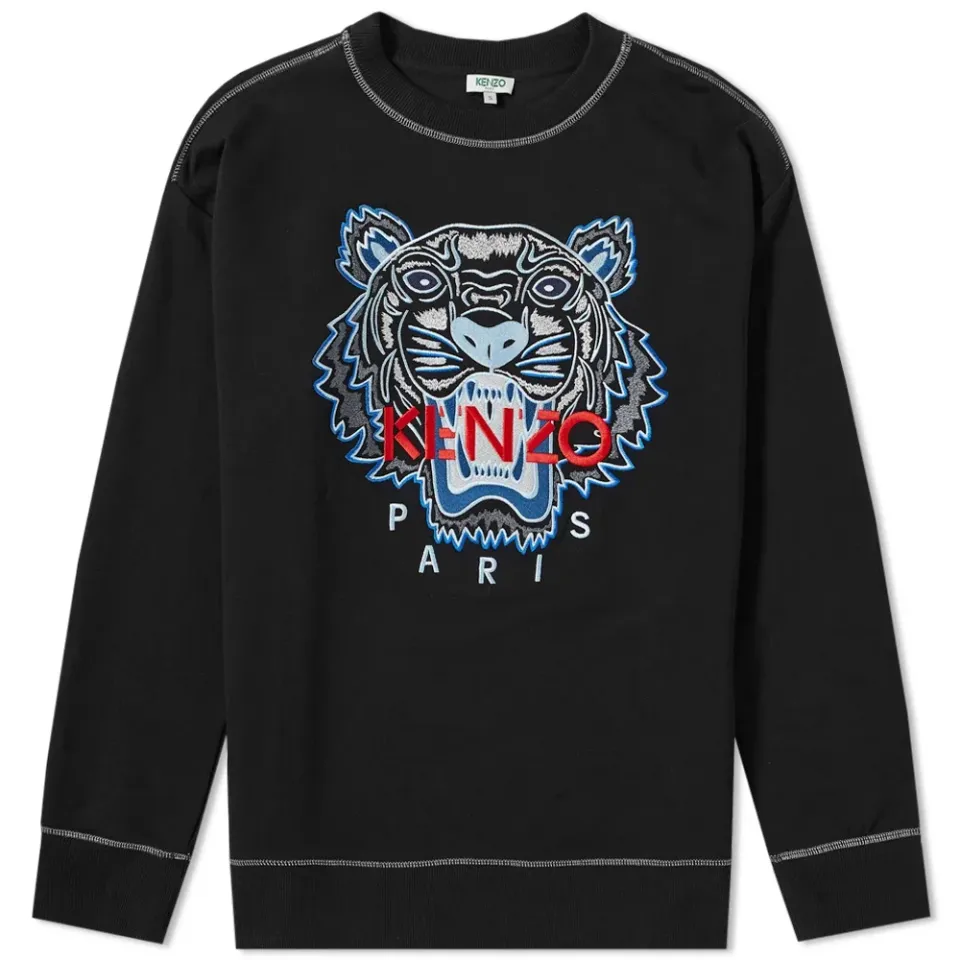 Contrast Stitch Embroidered Tiger Crew Sweat